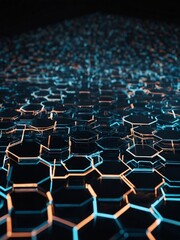 Canvas Print - Digital data visualization with hexagons and connecting lines