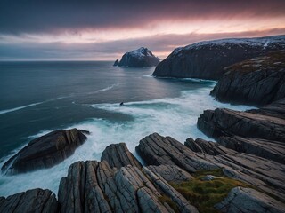 Wall Mural - Dramatic coastal rocks at Norway's World's End