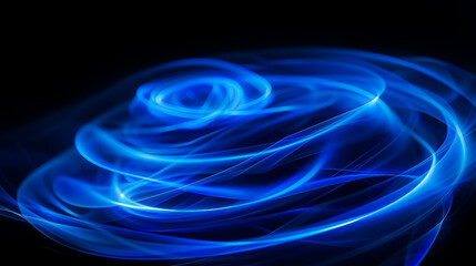 Wall Mural - abstract dark digital background with blue glowing rings