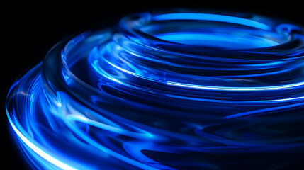 Wall Mural - abstract dark creative background with blue glowing rings