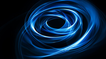 Wall Mural - abstract dark digital technology concept background with blue glowing rings