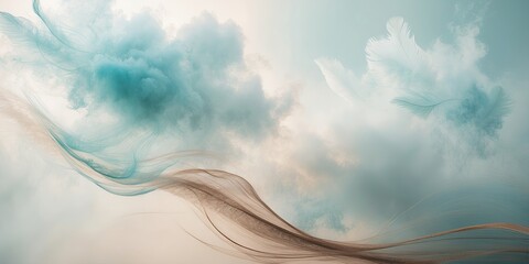 Canvas Print - Soft clouds drift across a tranquil sky, blending light tones for a peaceful winter atmosphere