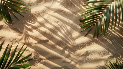 Canvas Print - Coconut palm tree casting a shadow on warm sandy beach