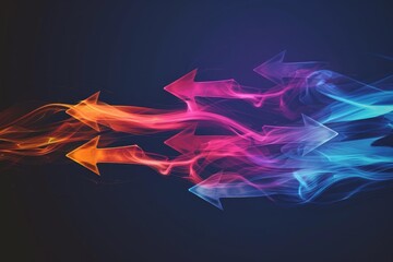 Wall Mural - abstract colorful arrows flowing representing speed and direction on blue background