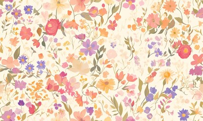 Wall Mural - Floral watercolor illustration with calm and soft colors