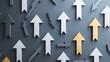 © Paul - Business scene filled with modern, metallic arrows in various directions, highlighting growth, progress, and diverse investment paths