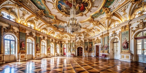 baroque decorated interior of clam gallas palace in prague, baroque, palace, clam gallas palace, pra