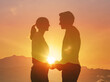 © kieferpix - Silhouette of a couple in love in  romance at sunset. Love story concept.