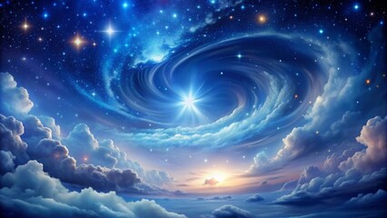 Wall Mural - a beautiful night sky with swirling clouds and twinkling stars, starry, night, sky, swirling, clouds