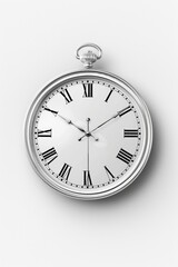 Wall Mural - A detailed view of an analog clock face featuring Roman numerals, ideal for use in designs related to time, architecture or history