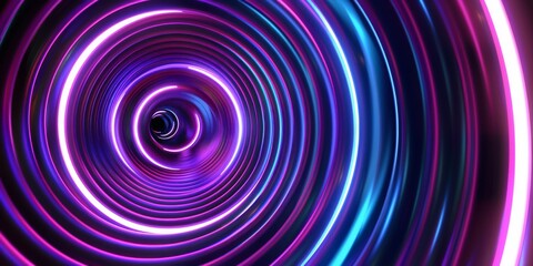 Wall Mural - experience the mesmerizing neon tunnel filled with futuristic swirling light designs