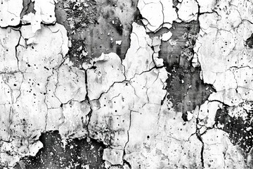 Wall Mural - A close-up shot of a cracked wall in monochrome tones