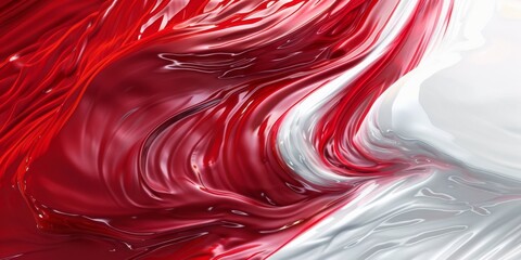 Wall Mural - this piece features an abstract background showcasing red and white fluid art techniques