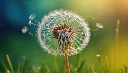 Sticker - Dandelion Seeds Dispersing in the Wind.