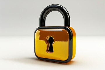 Poster - Vibrant yellow lock on a minimalistic background, highlighting simplicity and modern security.