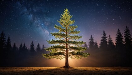 Poster - Lone Pine Under Milky Way.