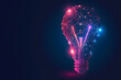 © Саша Силенко - Abstract geometric light bulb in blue and purple neon colors on a dark background. Concept of a good or new idea