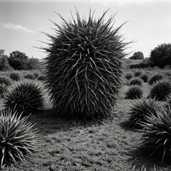 Poster - Agave Plant in Black and White.