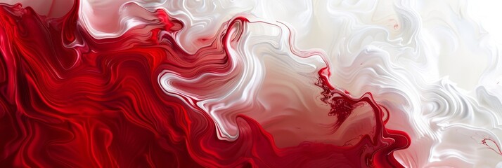 Poster - This is an abstract artwork featuring red and white waves, designed for modern aesthetic purposes