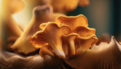 Wall Mural - Golden Chanterelle Mushrooms in Natural Setting