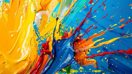 Aufkleber - Vibrant abstract splash of paint creating a dynamic and energetic composition.