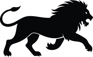 Wall Mural - Silhouette of a running lion animal illustration