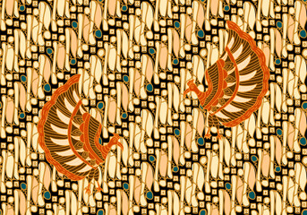 Sticker - Seamless Batik Parang peacock ornamental elegant geometric patterns - hand draw symmetric vintage design. Endless grid textures. Vector repeatable antique backgrounds
