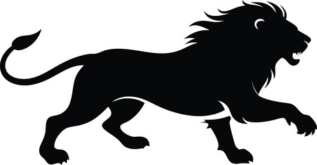 Wall Mural - Silhouette of a running lion animal illustration