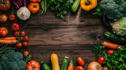 Sticker - Fresh Vegetables on Rustic Wooden Background