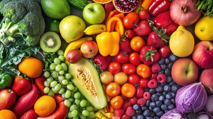 Poster - Rainbow of Fresh Fruits and Vegetables