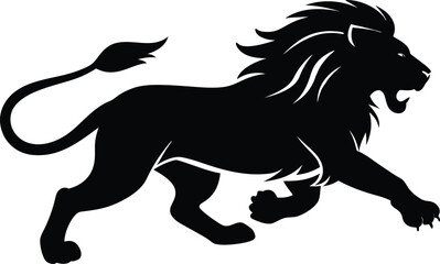 Wall Mural - Silhouette of a running lion animal illustration