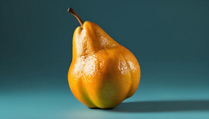 Wall Mural - orange pear in a blue color isolated background