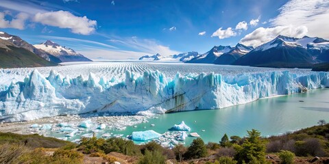 Wall Mural - A stunning image of the massive Perito Moreno Glacier in an arid region of a South American country , glacier, Perito Moreno