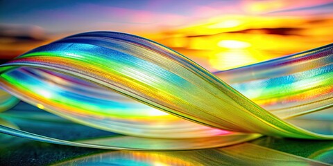 Wall Mural - Smooth and flowing ribbon-like forms in iridescent colors captured with a macro lens at twilight , ribbon, iridescent