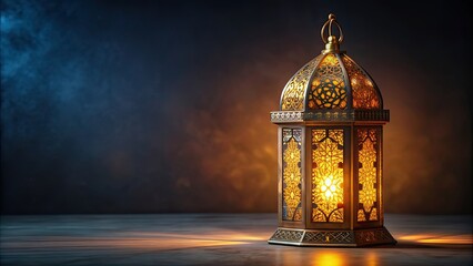 Wall Mural - Glowing islamic religious lantern on a dark background, islam, lantern, glowing, religious, ornate, traditional