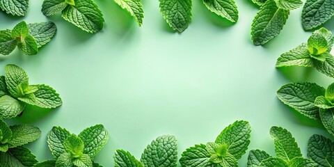 Canvas Print - Mint leaves texture background in light green, mint, leaves, background, fresh, herbs, texture, culinary, light green