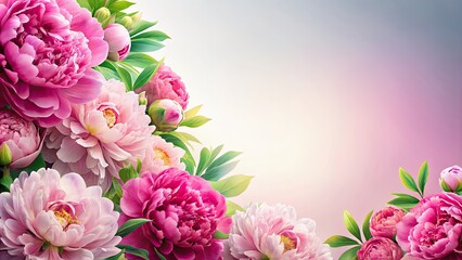 Poster - Corner to corner simple background with vibrant peony flowers , peonies, floral, blooming, colorful, botanical, nature, garden