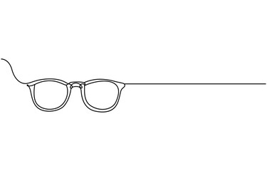 Wall Mural - Glasses icon line continuous drawing vector. One line eyeglasses icon vector background. Eyeglasses icon. Continuous outline of a Glasses, Glasses in continuous line art drawing style. Eyeglasses.