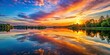 © Sujid - Tranquil scenery of a peaceful lake reflecting the vibrant colors of a sunset, Tranquility, Nature, Beauty, Contemplative