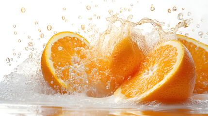 Wall Mural - Powerful liquid explosion, Orange fruit