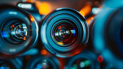 close-up of a professional camera lens against a dark background, perfect for a lens-themed wallpaper