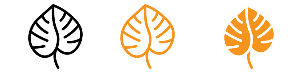 Fototapete - Monstera Leaves Icon Set Botanical Illustrations for Nature and Decor Projects
