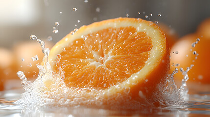 Wall Mural - Powerful liquid explosion, Orange fruit