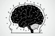 © Leo - Simple black and white brain illustration with connecting lines, representing basic neural connections and cognitive functions.