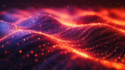 Wall Mural - a red and blue wave with a lot of sparkles