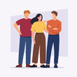 © Bramanart - Three young friends happy. Colleagues winners rejoicing. Flat vector illustration.