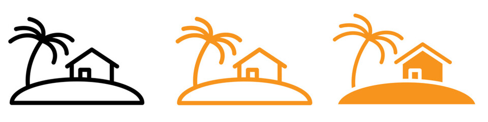 Fototapete - Exotic Tropical Isle Resort Icon for Travel and Vacation Graphics Perfect for Representing Tropical Resorts and Island Getaways