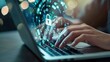 © Borin - Person using a laptop for identity verification with a secure icon