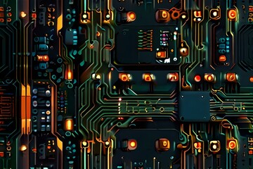 Wall Mural - circuit motherboard background. Generative AI