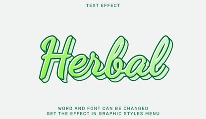 Wall Mural - Herbal text effect template in 3d design